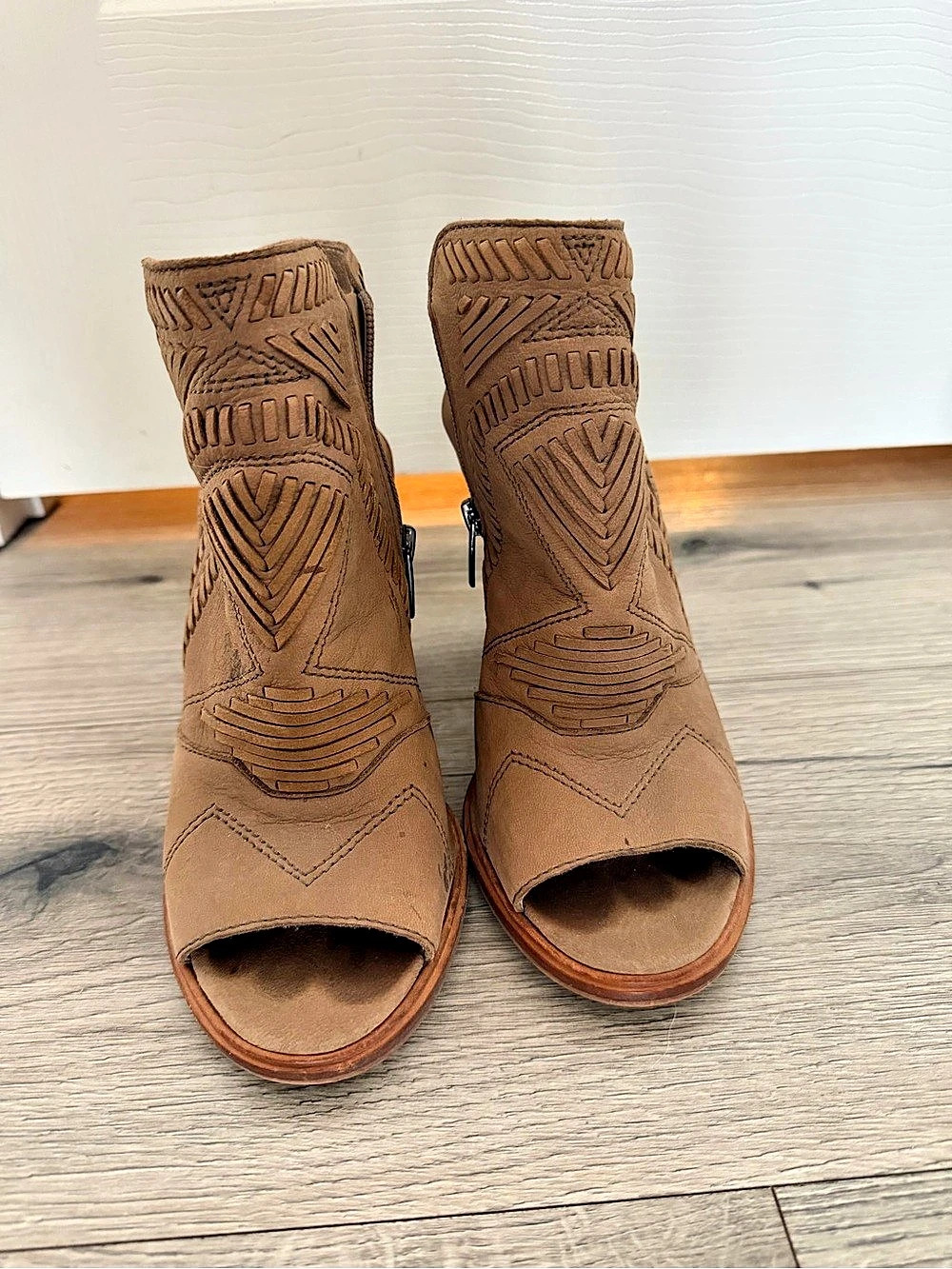 Vince Camuto Bootie Brown Peep Toe Heels